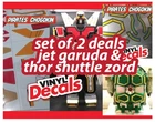 set of 2 Decal Sticker Replacement Dx vintage Jet Garuda + Tor Shuttlezord