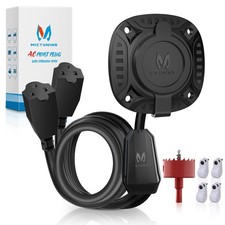MICTUNING AC Port Plug w/ Heavy Duty 20" Ext. Cord Y-Splitter, 15A 125V