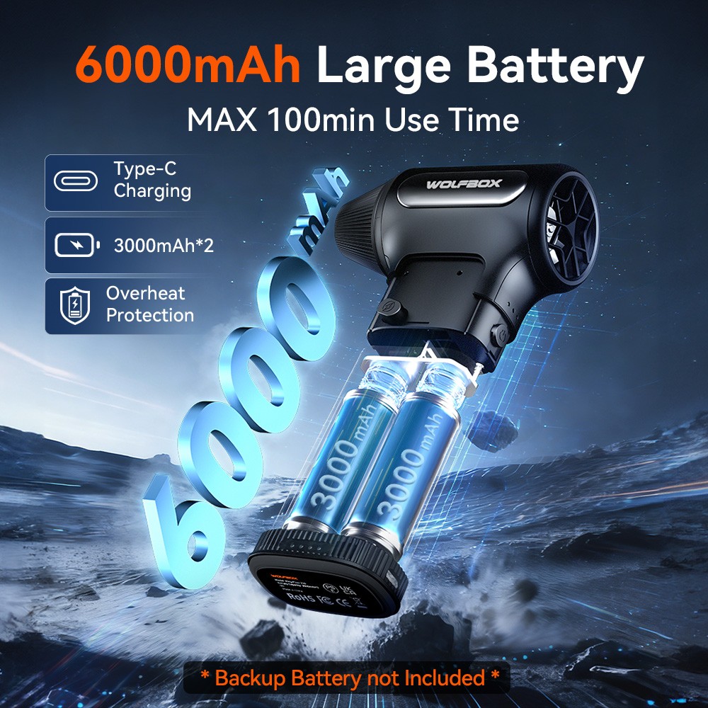 ポータブル・フォークナー WOLFBOX Handheld DF200 Electric Air Duster w/ Removable Battery