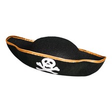 22" circ. Black Pirate Jolly Roger Skull Crossbones Felt Hat