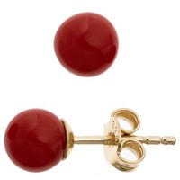 Ohrstecker Kugel 333 Gold Gelbgold 2 Korallen Rot Ohrringe Goldohrstecker