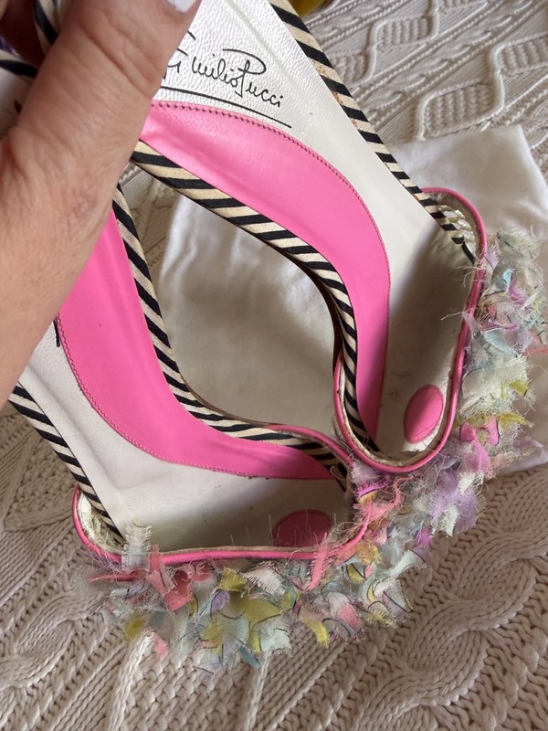 Emilio Pucci Vintage  Fringe Slide Sandals Size 36 Italy