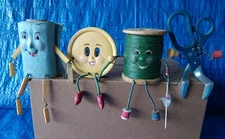 2006 WMG Anthropomorphic Sewing Themed Shelf Sitters (Set of 4) - Kitschy Decor