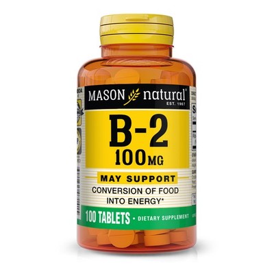 Mason Natural Vitamin B2 B-2 100 mg 100 Tablets Riboflavin - Energy, Nerve Funct