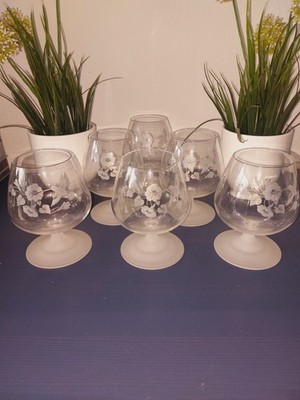 Avon Hummingbrid Kolibri Cognac Weinbrandgläser Kristall Eismatt 6 Stück