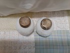 set of 2 vintage milk glass salt and pepper shakers with roses on them — photo 3