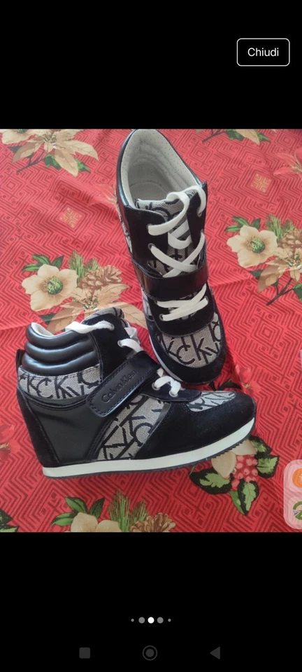 Scarpe Calvin Klein Donna Mod.Veridiana Num 39 Grigio/Nere Con Rialzo Interno - Immagine 3 di 4