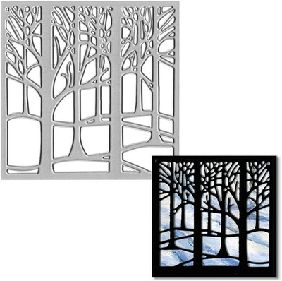 Metal Trees Frame Cutting Dies for Card Making, Trees Forest Die Cuts Square Fra