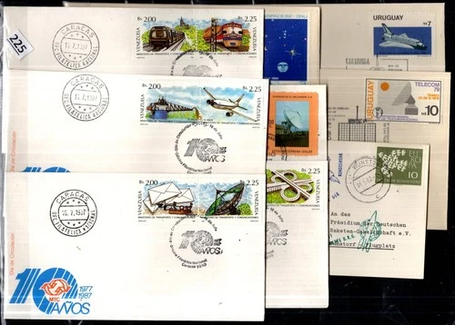 # VENEZUELA, GERMANY, URUGUAY, SALVADOR 1987 - 9 FDC - SPACE, TRAINS, PLANES