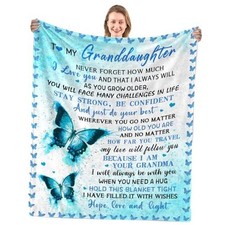 to My Granddaughter Gifts from Grandma Throw Blankets, Gift for Granddaughter