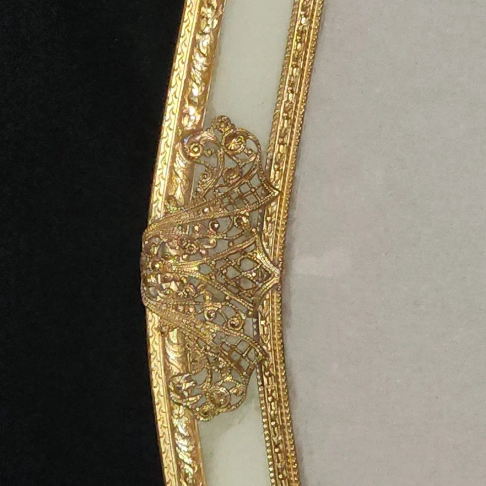 RARO Antiguo Marco de Filigrana Ormolu Oro Francés Vidrio Convexo VIDEO 15" Foto 4 de 4