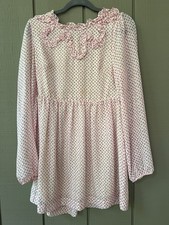 Free People, Noveau mini dress, white/pink printed ruffle chiffon dress, size 4