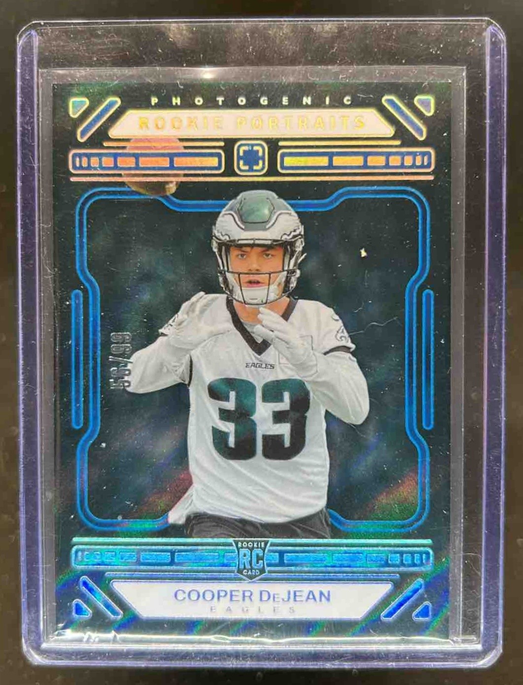 2024 Panini Photogenic Cooper DeJean RC Blue Rookie Rookie Portrait #/99 Eagles