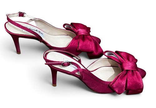 Mademoiselle Rose Création Satin rosa große Schleife Slingbacks 6,5 Handarbeit Paris - Bild 3 von 12
