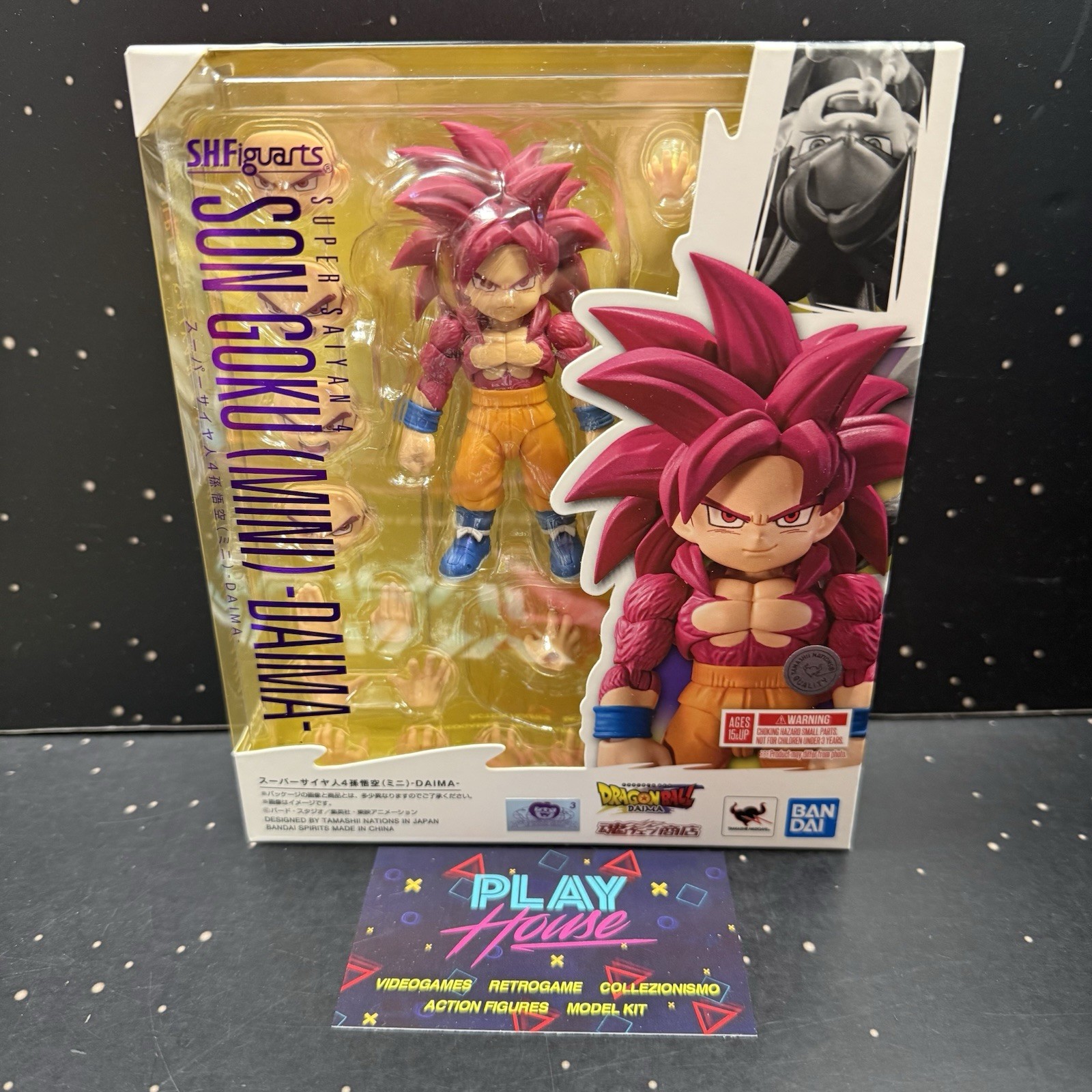 GOKU SUPER SAIYAN 4 SH FIGUARTS DRAGON BALL DAIMA BANDAI 8 CM NUOVA MINI SSJ4