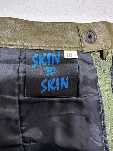 Skin To Skin Ladies Vintage Leather Skirt, Khaki Green, Size 6-8 Waist - Picture 10 of 11