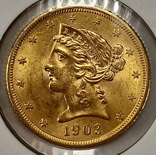 1903 S $5 Five Dollar Gold Liberty Head Half Eagle Coin
