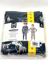 NIP BOYS COTTON PAJAMAS DOGS/STRIPES 4-PIECE SET 100 ORGANIC COTTON SIZE 6
