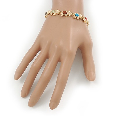  Plattiert Legierung Metall Jem Steine Elefant Damen Magnetarmband - 18 cm lang