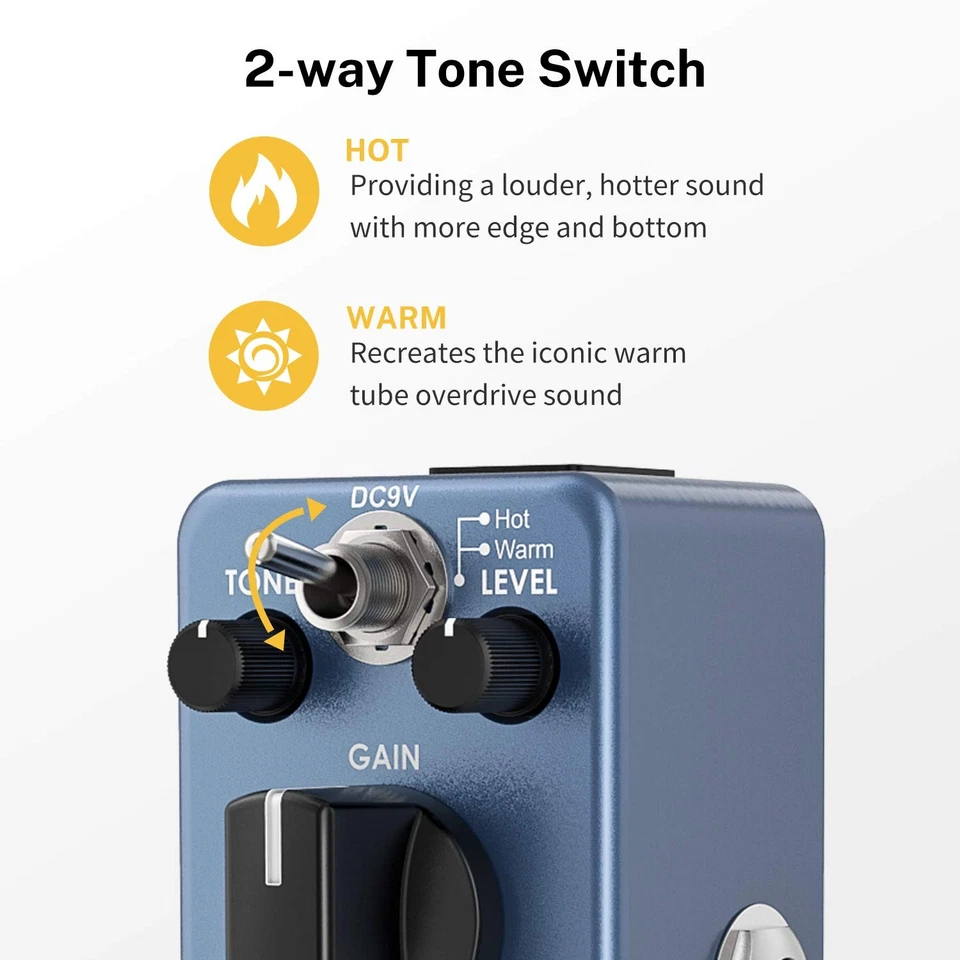 Pedal de Guitarra Overdrive, Blues Drive Vintage Efecto Overdrive Modos Cálidos/Calientes para Foto 4 de 4
