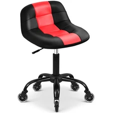 Rolling Shop Stool with Wheels, Rolling Stool with Back Support, 360° Swive G...