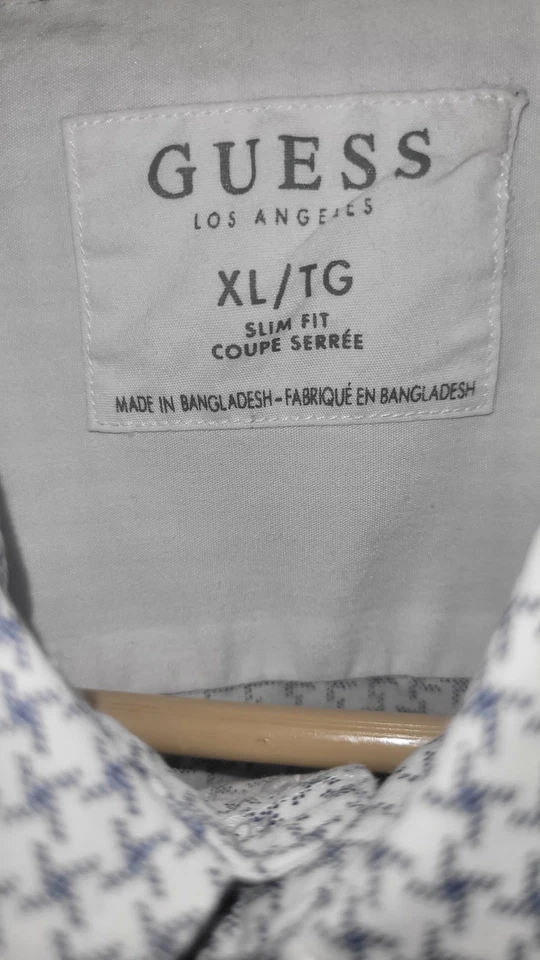 Guess Slim Fit Men Size XL Gray Pinstripe Long Sleeves Casual Sport Shirt - Image 2 of 4