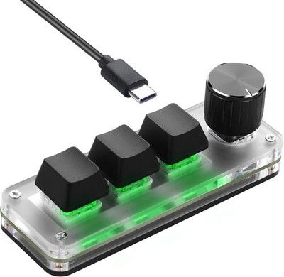 Mini programmierbare mechanische Tastatur 3 Tasten & 1 Regler mit Makro-Tastenkombinationen P