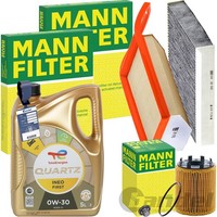 Mann Inspektionspaket+Total 0W-30 MotorÖL Passend FüR 1.3D Multijet Fiat 500 L/X