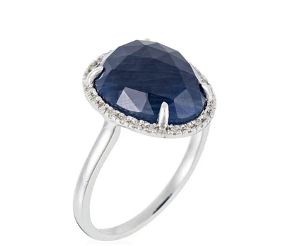 Bague Or Blanc Saphir Et Diamant Bermudes Nouvelles  - Photo 1/4