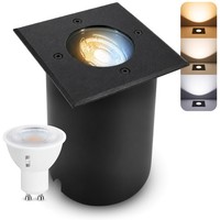 Juavi Bodeneinbauleuchte IP67 Schwarz Mit GU10 3W Drei Einstellbaren Lichtfarben