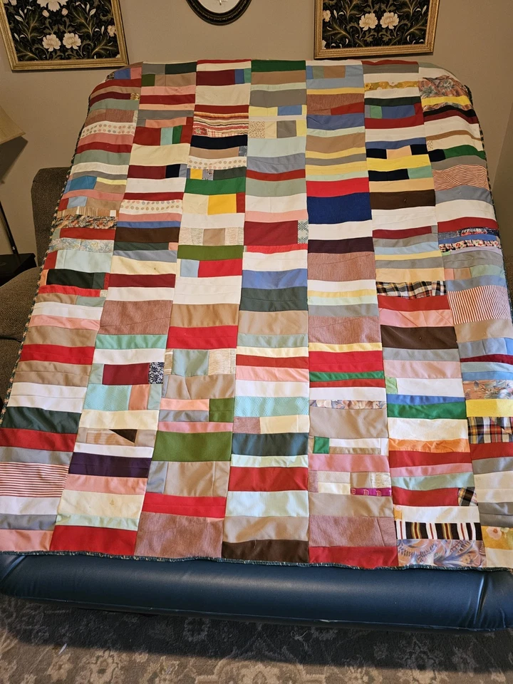 拼布被子毯花卉和条纹设计复古复古床罩 — 第 2/4 张图片