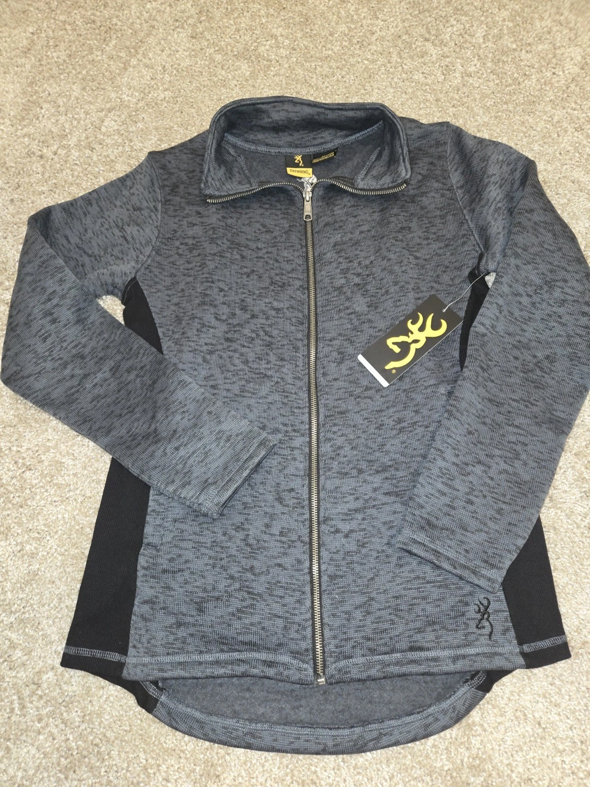 NWT Mens Medium Browning Full Zip Up Sweater Jacket Gray Black NICE!