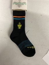 Bombas Socks - XS Socks Crew Calf Honey Bee Pattern Black