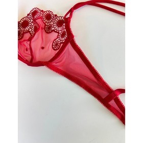 Malizia by La Perla Red Sheer Floral Embroidered Underwire Bra Size 32 70 1