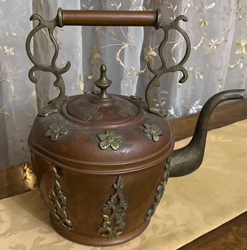Antique Moroccan Copper and Brass Tea Kettle