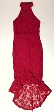 Misguided Red Lace Halter Neck Maxi Dress UK 12 Mermaid Fishtail Evening Dress