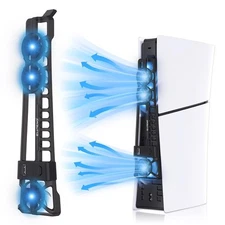 PS5 Slim Cooling Fan 3-Speed Quiet LED USB for Disc and Digital