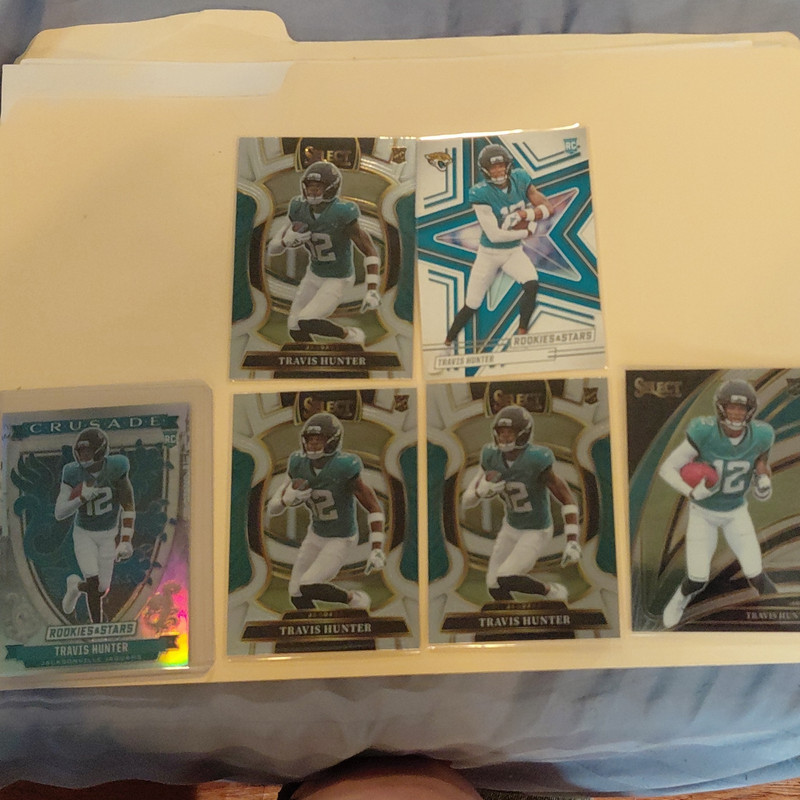 Travis Hunter Jaguars 2025 Select + Rookies & Stars 6 Card Lot. Crusade Insert