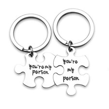 Matching Puzzle Keychain Gift for Couples Boyfriend Girlfriend Him Her