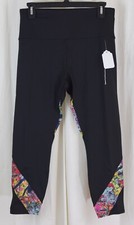Soulgani Active High Waist Twin Soul Cropped Leggings Onyx Floral Size MP
