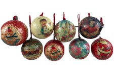 Round Decoupage Christmas Paper Mache Ornaments 8