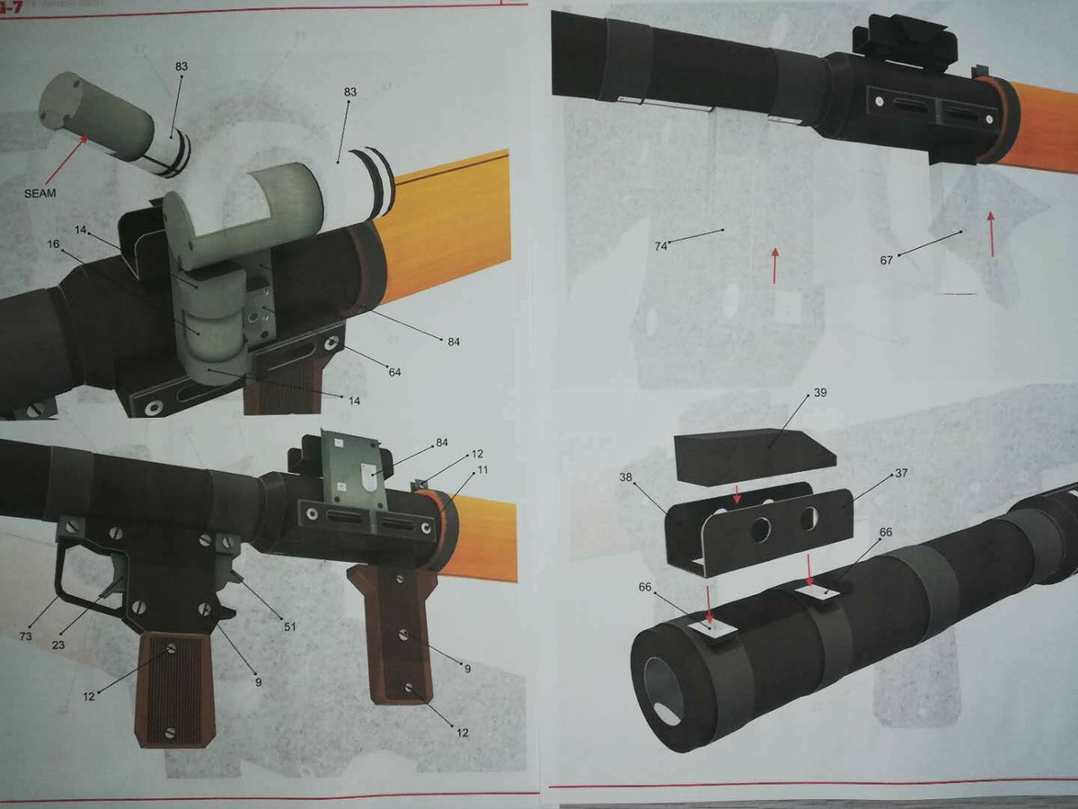 1/1 Scale Approx 120cm(L) RPG-7 Rocket Launcher DIY 3D Paper Model