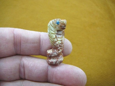 (Y-SNAK-6) little Red COBRA Snake gemstone carving soapstone Peru love snakes