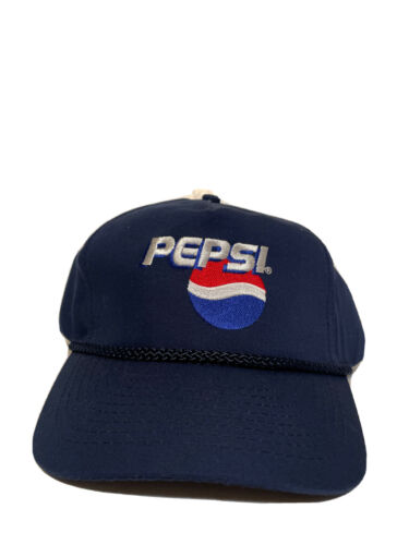 Vintage PEPSI Navy Blue Snapback Hat Embroidered Wear Guard