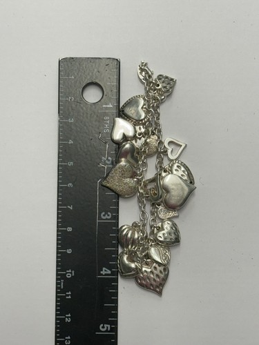 925 Sterling Silver Jacmel Mauritius 3D Puffy Heart Charm Necklace & Bracelet - Picture 5 of 6