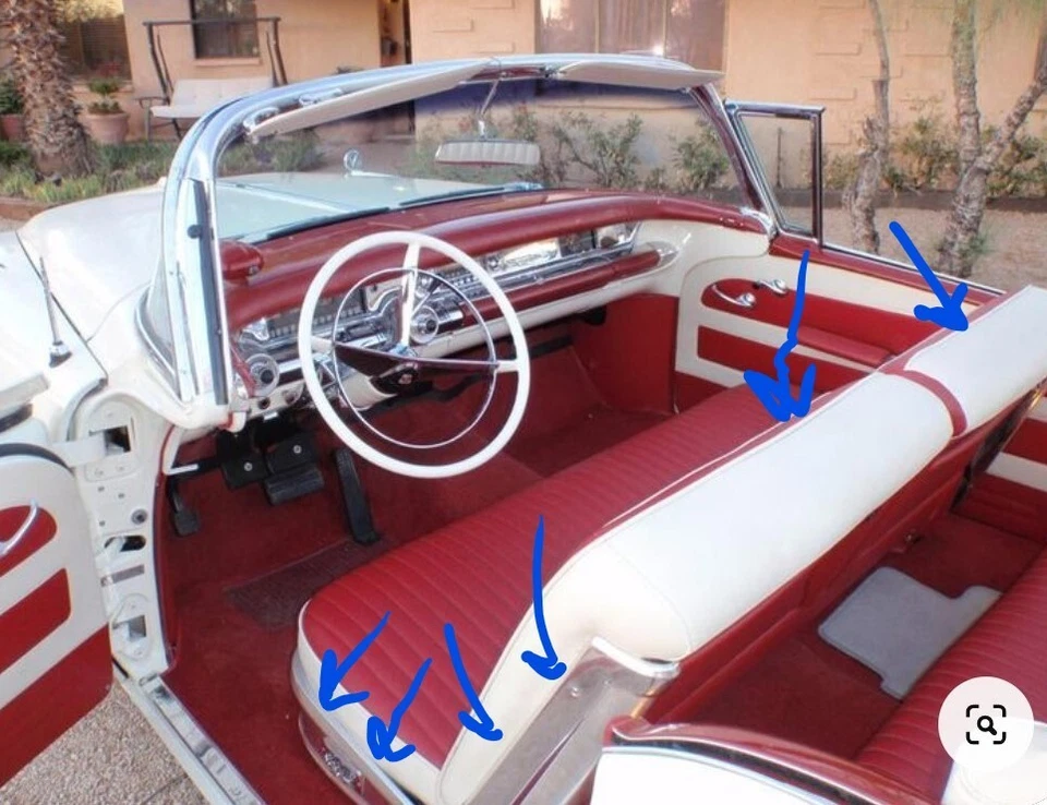 Buick 1958 especial asiento de banco eléctrico delantero cubiertas laterales de aluminio juego de molduras Foto 2 de 4