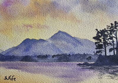 Derwent Water Light - Original Aquarell - Lake District von Simon Fife
