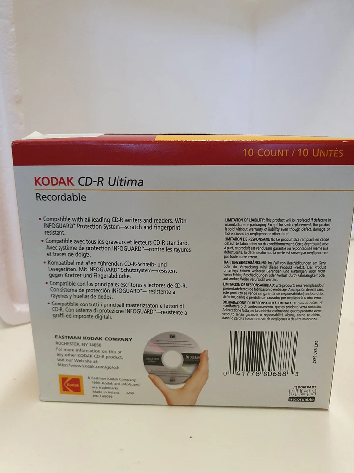 Kodak CD-R ULTIMA 650 MB / 74 Min 10 Stück neu verschweißt (interne Nr 2) - Bild 2 von 3