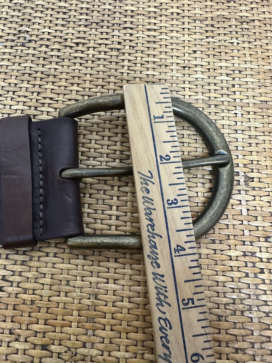 Brave Beltworks Vintage Wide Woven Belt Brass Buckle Black Size 34 Vintage BRAVE Beltworks Belt Leather Brass Buckle Made in  main image 4