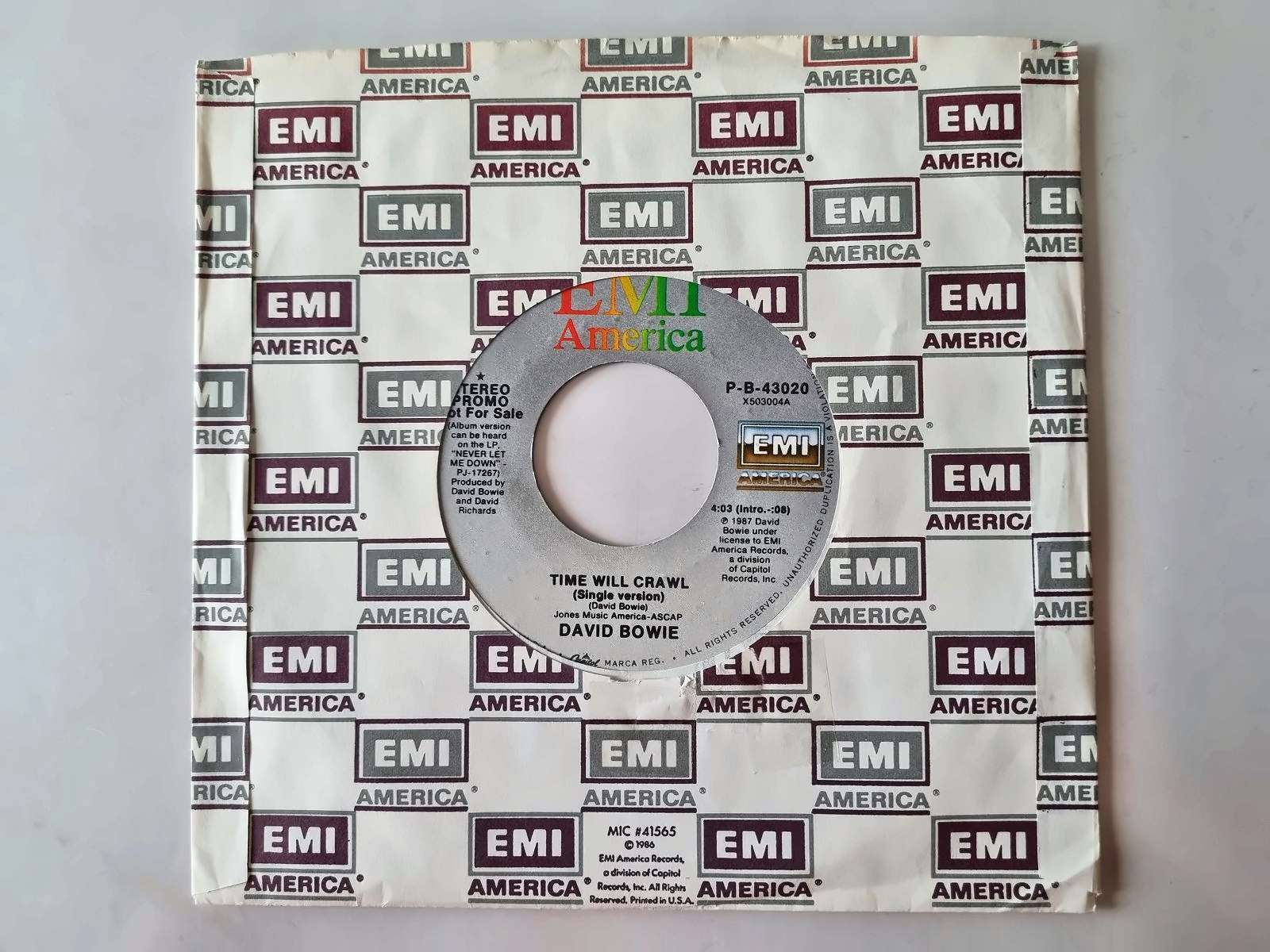 David Bowie - Time will crawl 7'' Vinyl US PROMO